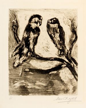 Chagall Marc - Le Loup et l'Agneau. L'aigle et le hibou - Tavola 61 de Les Fables de la Fontaine