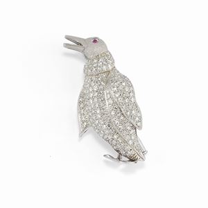 A platinum and diamond brooch