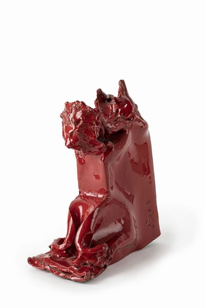 Scultura in ceramica smaltata