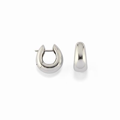 Orecchini in oro bianco 18K a creola bombata con chiusura a perno