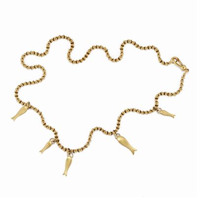 Collana in oro giallo 18K con pendenti a forma di pesce