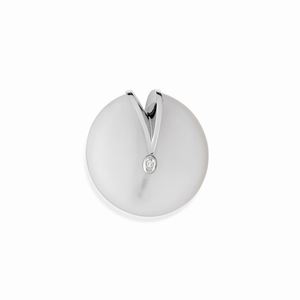 A 18K white gold, rock crystal and diamond brooch-pendant, with box