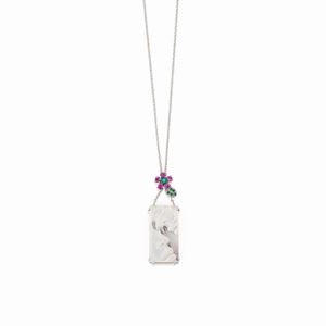 A 18K white gold, cameo, pink sapphire and tzavoriti necklace