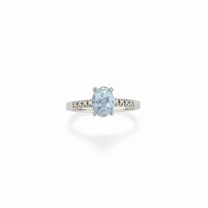  - Anello con acquamarina e diamanti