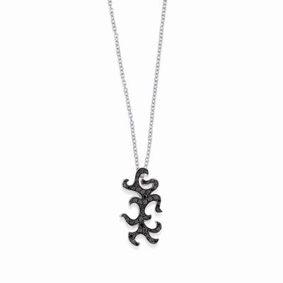 Collana in oro bianco 18K con pendente tribale in diamanti neri