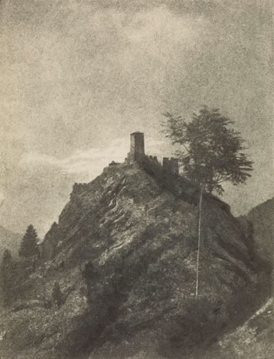 Il castello di Gressan (Valle d'Aosta), stampa vintage al bromolio