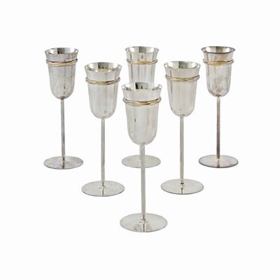 Set di sei flute in argento, collezione 'Trinity', firmate e numerate