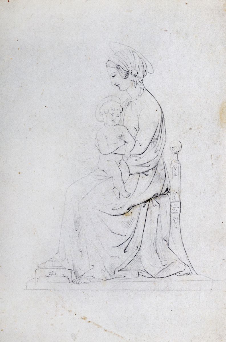 Johann Jakob Frey - Studio di tre falchetti e Madonna col Bambino
