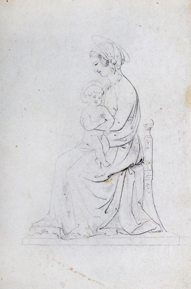 Johann Jakob Frey Coppia Di Disegni Con Falchetti E Madonna Col