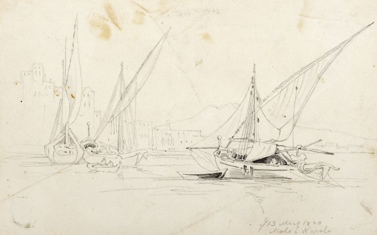 Johann Jakob Frey - Tre disegni di Napoli, 1839-1840, matita su carta