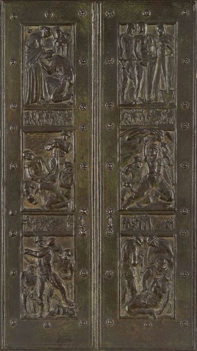 Progetto per una porta della Casa del mutilato a Roma, scultura in bronzo
