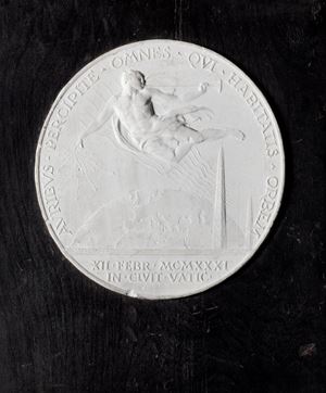 Model for the commemorative medal of the first broadcast of Vatican Radio, February 12, 1931