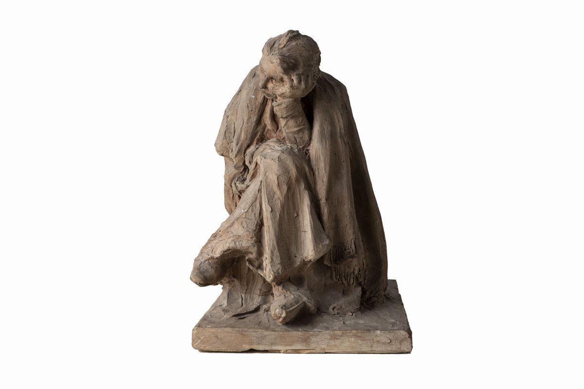 Ettore Ferrari - Donna pensosa, scultura in terracotta