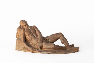 Il riposo dell'atleta, scultura in terracotta