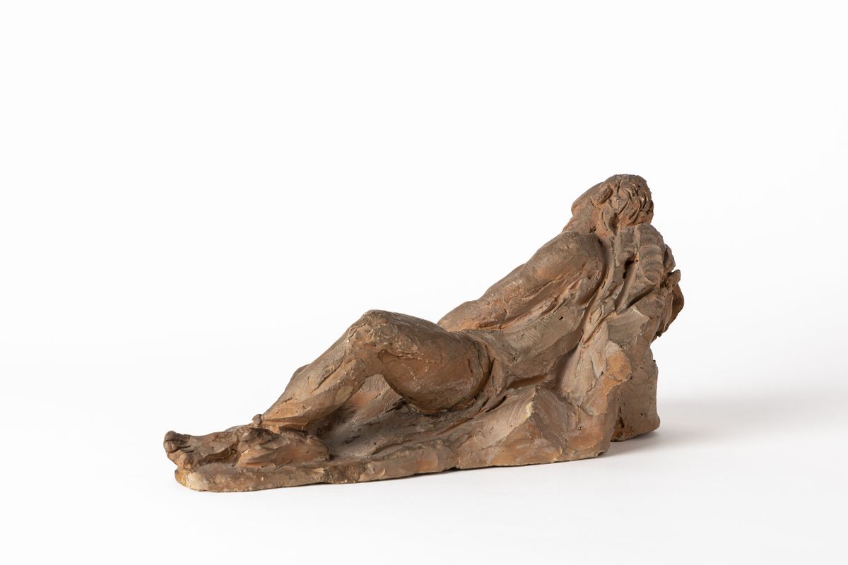 Federigo Papi - Il riposo dell'atleta, scultura in terracotta