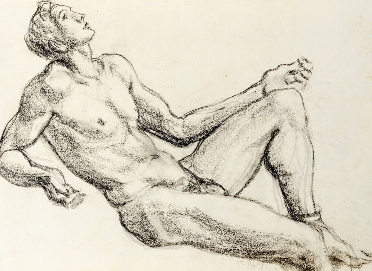 Federigo Papi - Il riposo dell'atleta, scultura in terracotta