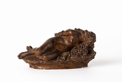 Cleopatra morente - scultura in terracotta con patina bruna
