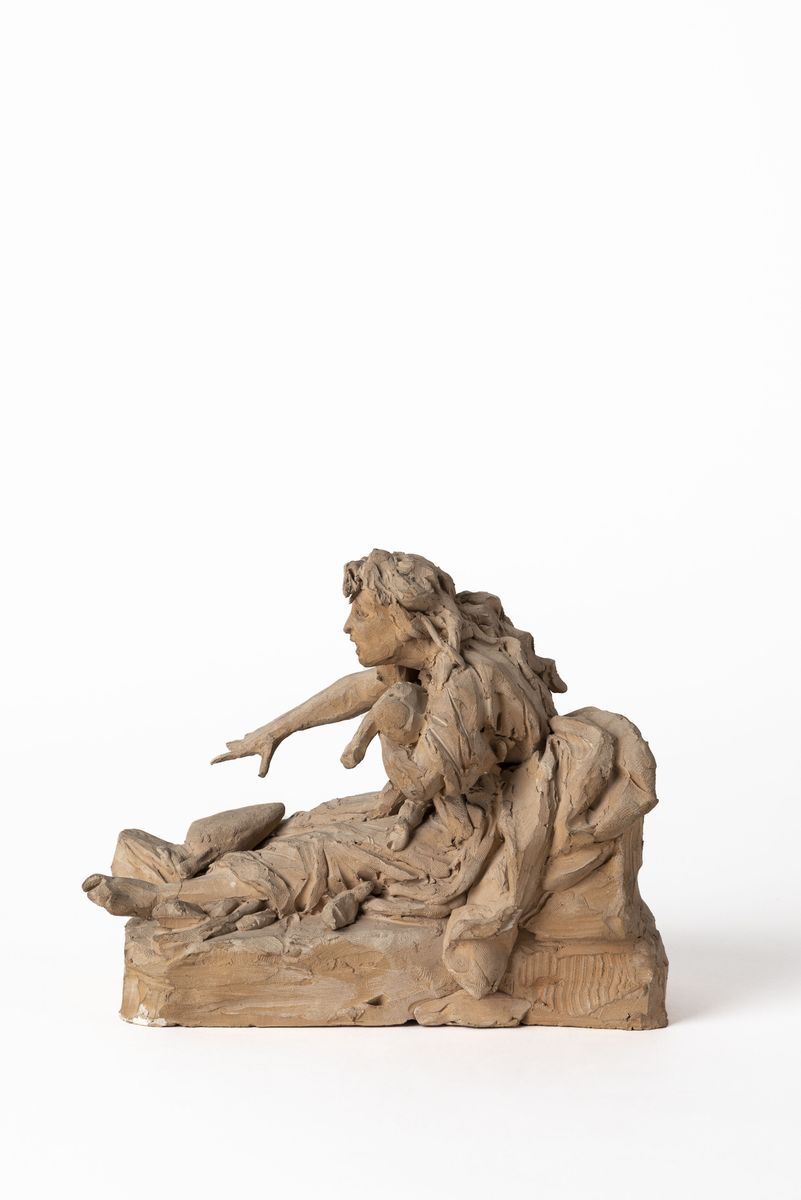 Ettore Ferrari - Agar e Ismaele nel deserto, scultura in terracotta