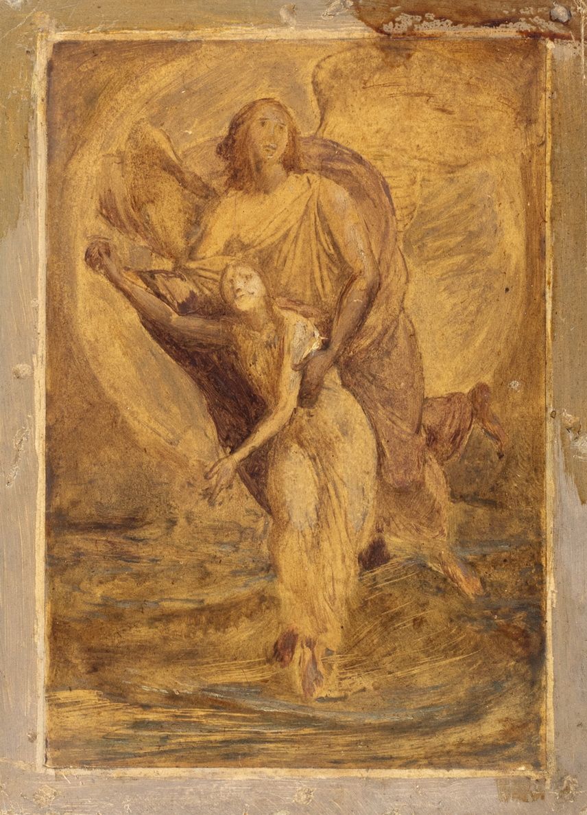 Nicola Consoni - Quattro dipinti con soggetto sacro: Redentore, Angelo custode con giovane donna,...