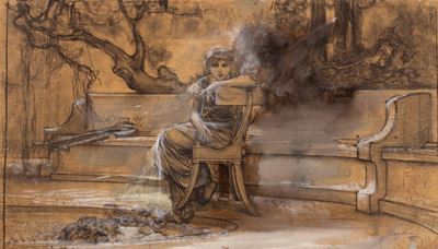 Meditazione - tecnica mista, carboncino e biacca su carta