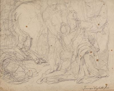 Studio per il "Martirio di Santa Felicita e dei suoi sette figli", matita su cartoncino
