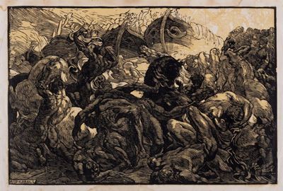 L'urlo di Achille, xilografia a due legni su carta, 1908 circa
