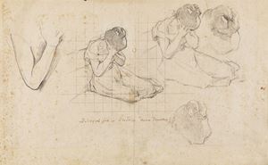 Pair of preparatory studies for the triptych "In the darkness"