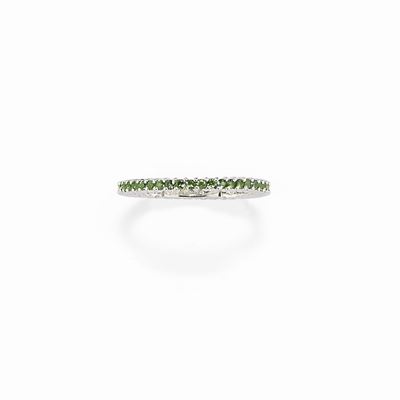 Anello in oro bianco 18K con tsavoriti, ct 0,50
