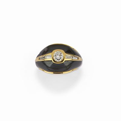 Anello con diamanti, oro giallo 18K