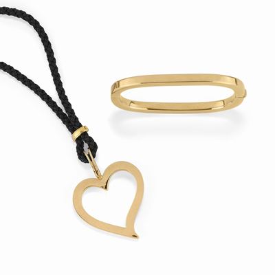 Bracciale e collana in oro 18K con pendente a forma di cuore