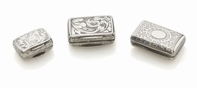 Lot di Tre Snuff-Box Inglesi in Argento, Epoca Vintage