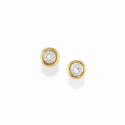 Orecchini in oro giallo 18K con diamanti taglio brillante, 0,80 ct