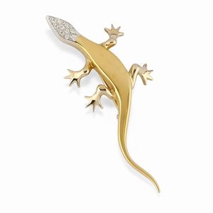 A 18K yellow gold and diamond brooch, Pomellato, circa 1970