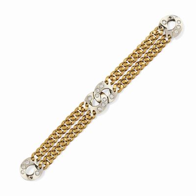 Bracciale in oro bicolore 18K con diamanti taglio brillante
