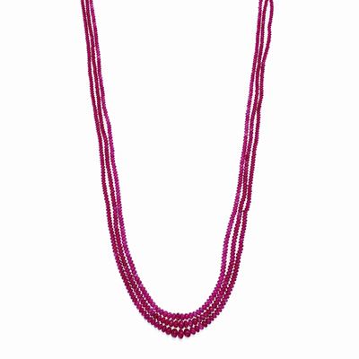 Collana in oro giallo 18K con rubini a degradé