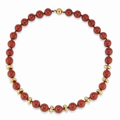 Collana in oro giallo 18K con diaspro, 50 cm
