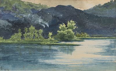 Il lago di Piediluco, acquerello su cartoncino