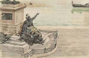 Detail of the equestrian monument to Vittorio Emanuele II in Venice: triumphant Venice
