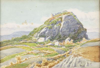 La Rocca di Canossa, acquerello su cartoncino