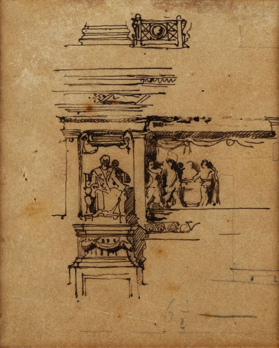 Giuseppe Sacconi - Tre bozzetti architettonici per il Monumento a Vittorio Emanuele II a Roma, ma...