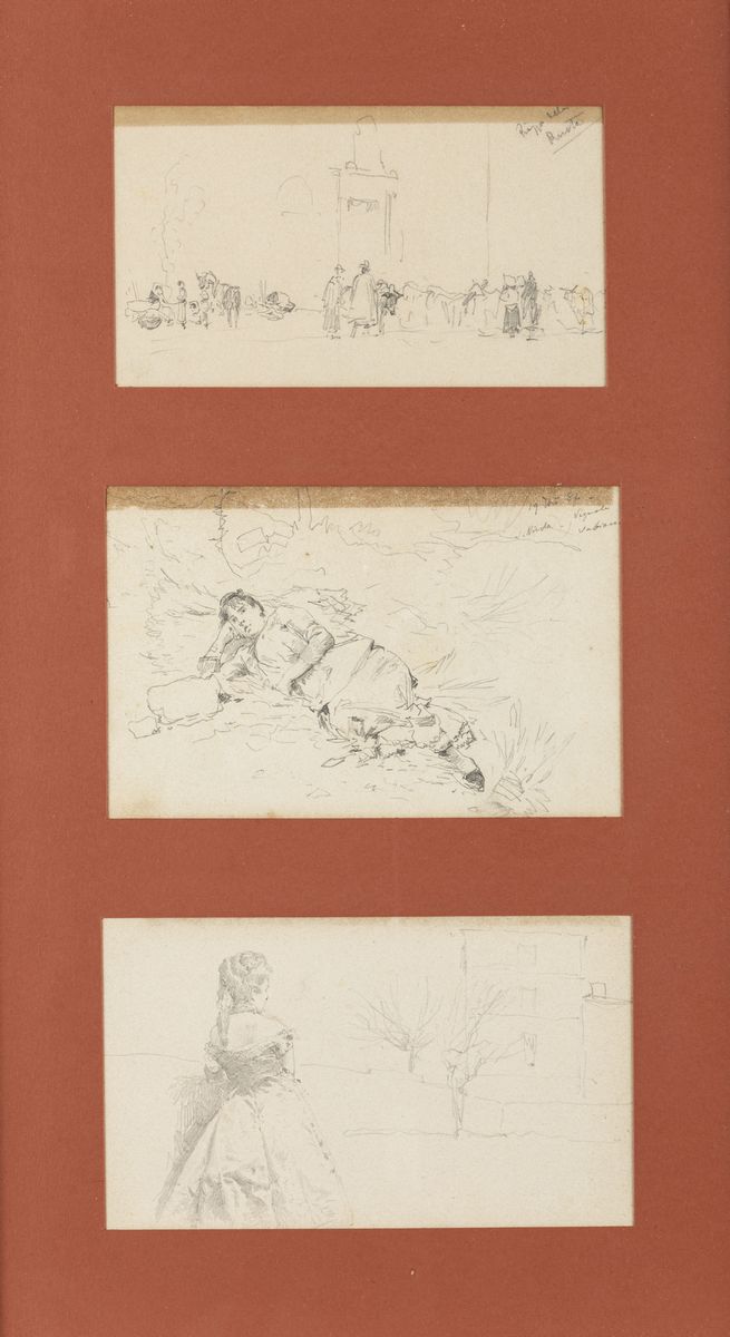 Ettore Ferrari - Lotto di tre disegni a matita su carta