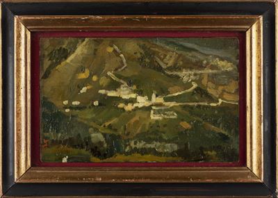 Paesaggio (Asiago), olio su legno