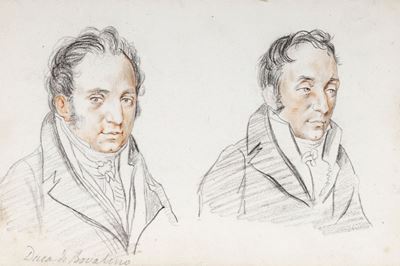 Ritratti di notabili napoletani, carboncino e sanguigna su cartoncino