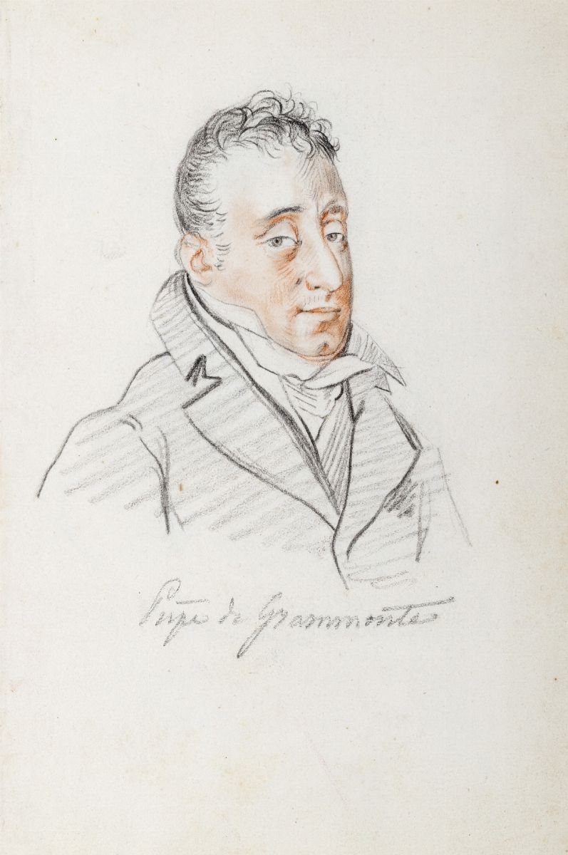 Scuola Napoletana, Inizi del XIX Secolo - Ritratti di notabili napoletani, carboncino e sanguigna...