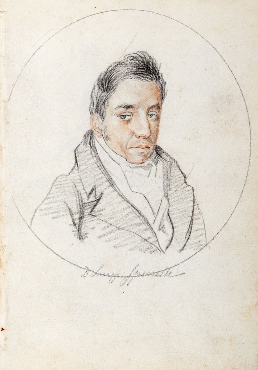 Scuola Napoletana, Inizi del XIX Secolo - Ritratti di notabili napoletani, carboncino e sanguigna...