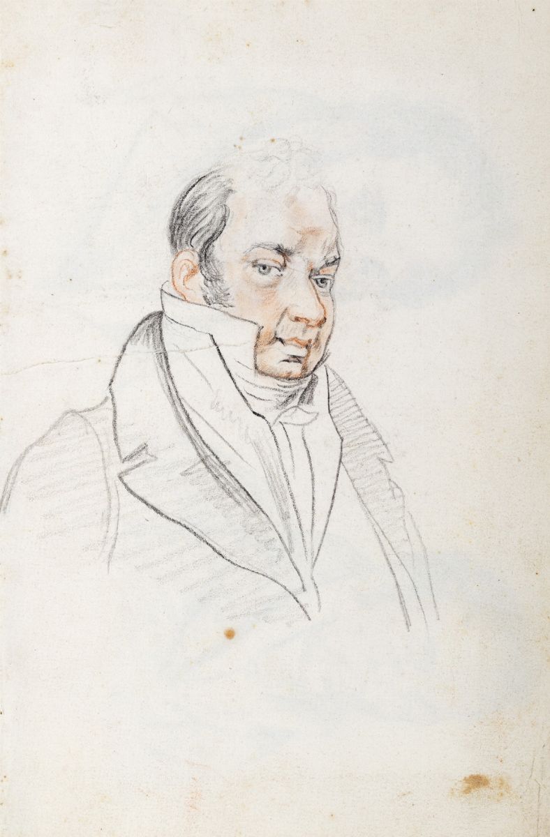 Scuola Napoletana, Inizi del XIX Secolo - Ritratti di notabili napoletani, carboncino e sanguigna...
