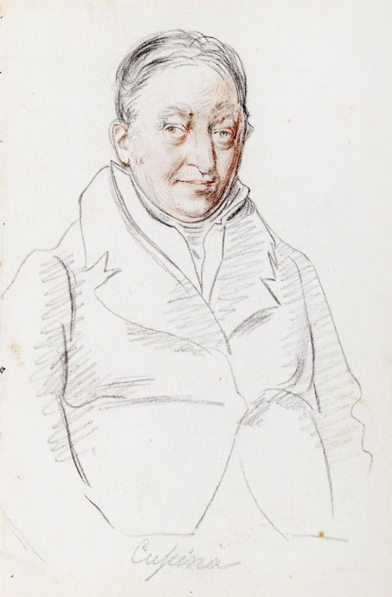 Scuola Napoletana, Inizi del XIX Secolo - Ritratti di notabili napoletani, carboncino e sanguigna...
