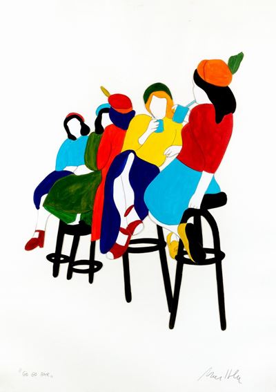 Go go bar - Tecnica mista e collage su carta