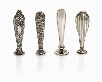 Quattro sigilli vintage in argento per ceralacca