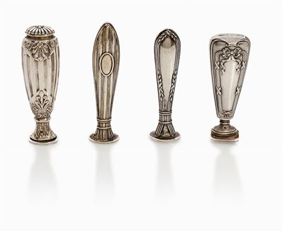 Quattro sigilli in argento per ceralacca, epoca vintage